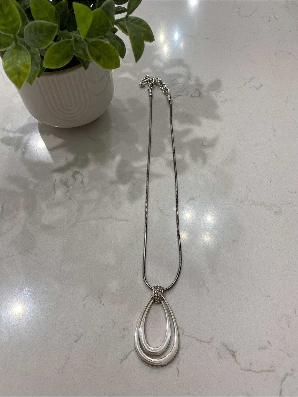 Brighton Silver Double Teardrop Pendant Necklace